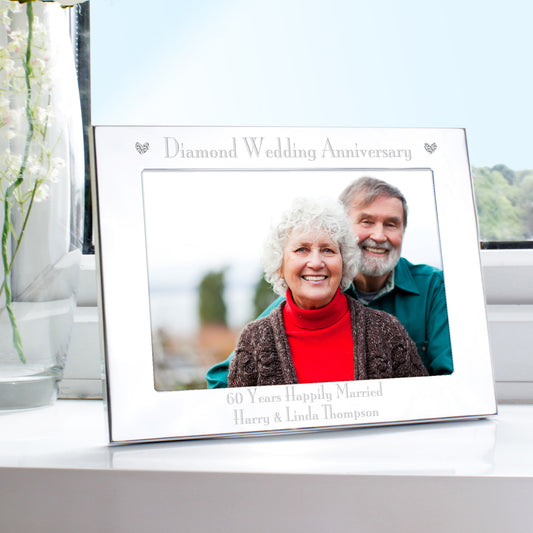 Personalised Diamond Anniversary 5x7 Landscape Photo Frame