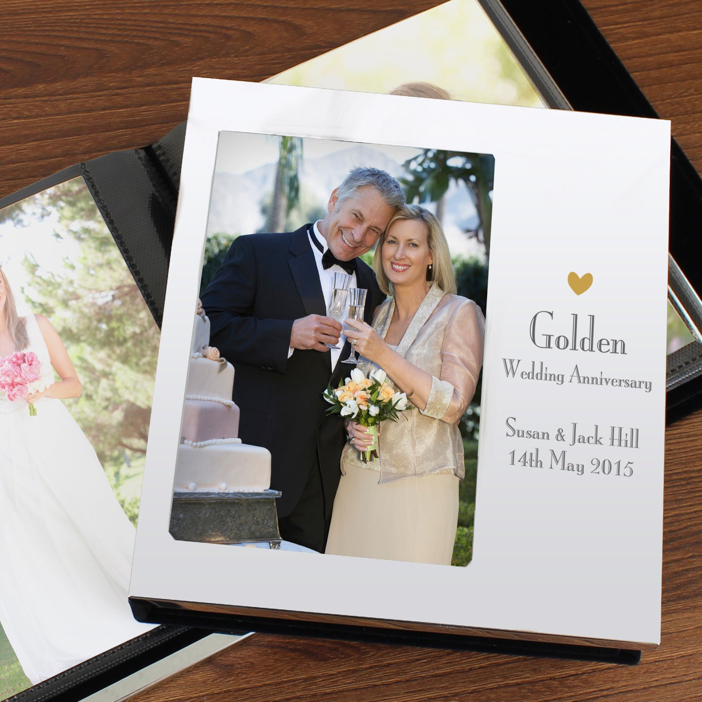 Personalised Decorative Golden Anniversary Photo Frame Album 6x4