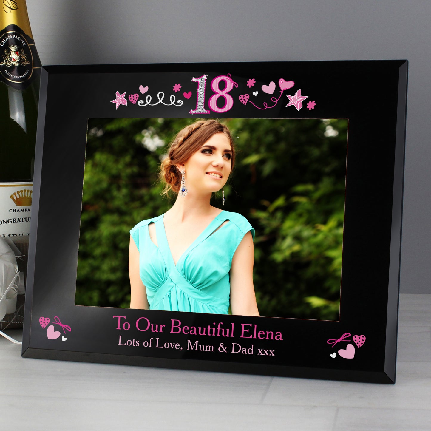 Personalised 18th Birthday Black Glass 5x7 Frame