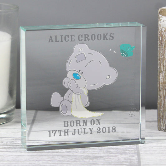 Personalised Tiny Tatty Teddy Christening Crystal Token