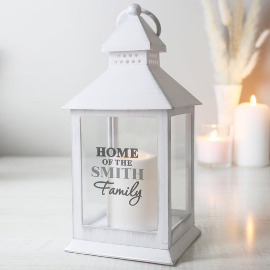 Personalised The Family White Lantern