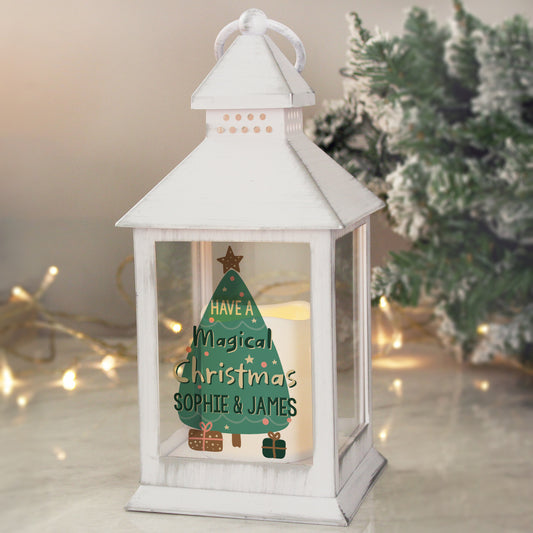 Personalised Have A Magical Christmas White Lantern