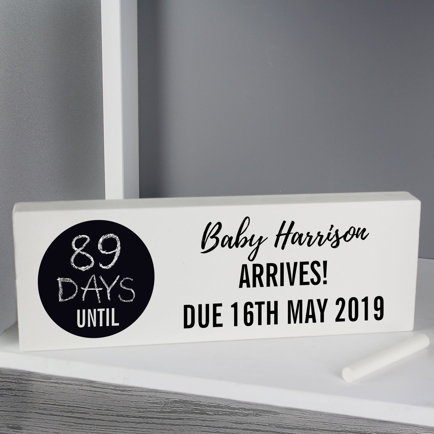 Personalised Classic Chalk Countdown Wooden Block Sign