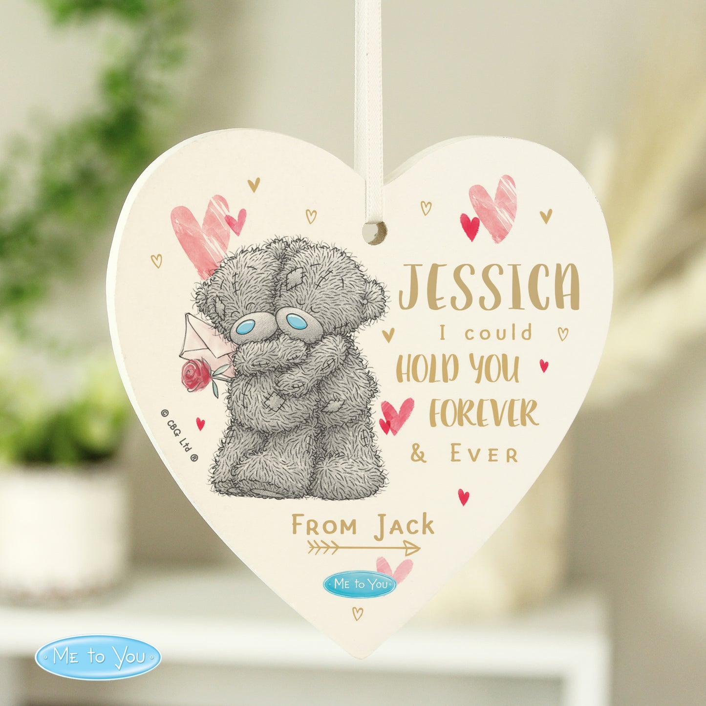 Personalised Me To You Hold You Forever Wooden Heart Decoration