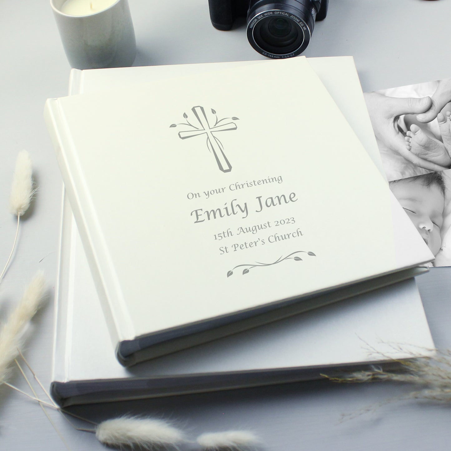 Personalised Silver Cross Square Photo Album