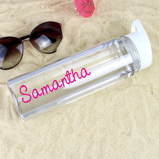 Personalised Pink Name Water Bottle