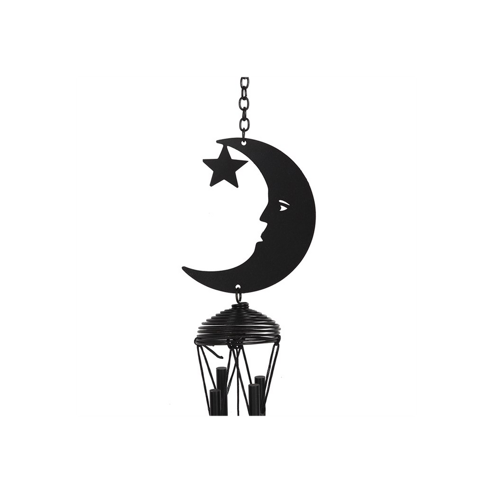 Black Crescent Moon Cutout Windchime