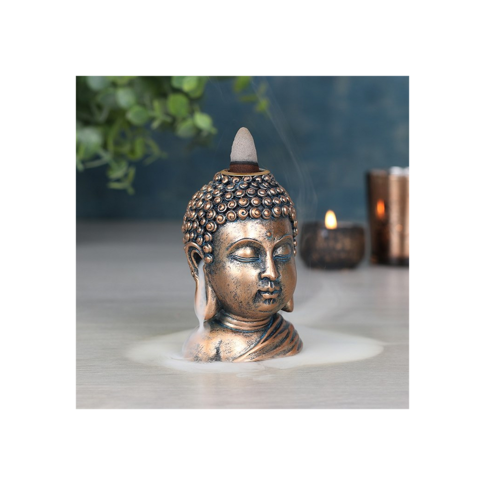 Bronze Buddha Head Backflow Incense Burner