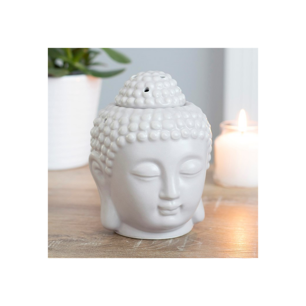 Small Grey Buddha Head Oil Burner