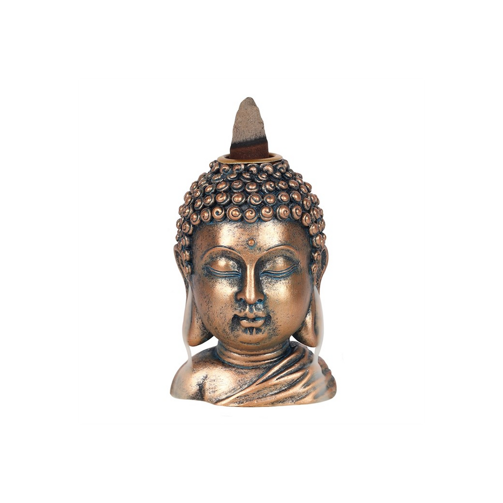 Bronze Buddha Head Backflow Incense Burner