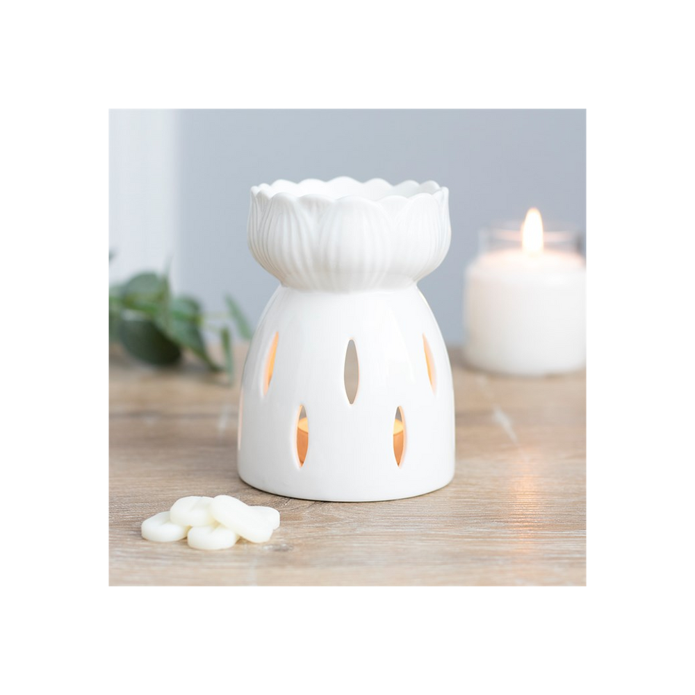 White Gloss Lotus Flower Oil Burner