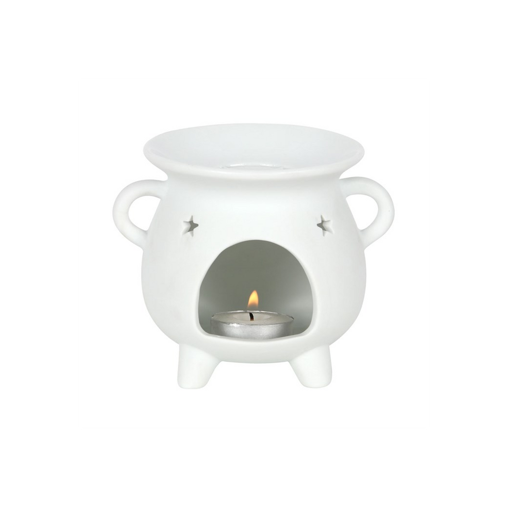 White Mystical Moon Cauldron Oil Burner