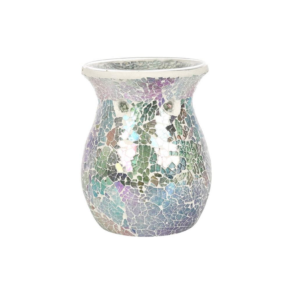 Large Light Blue Iridescent Crackle Oil Burner