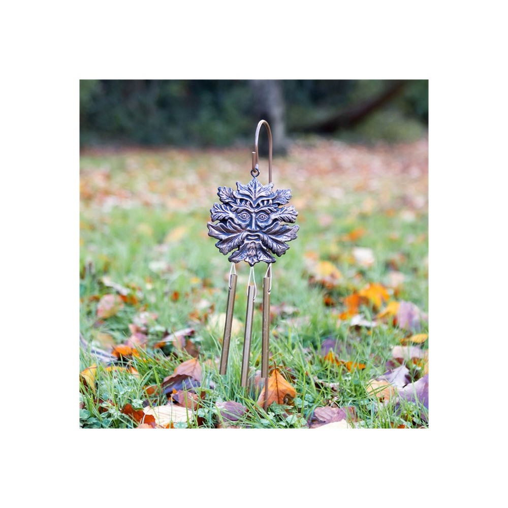 Bronze Effect Green Man Windchime Stake