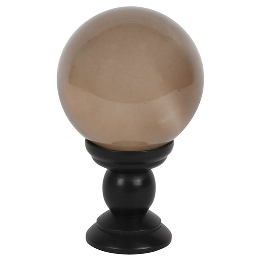 Large Smoke Grey Crystal Ball on Stand