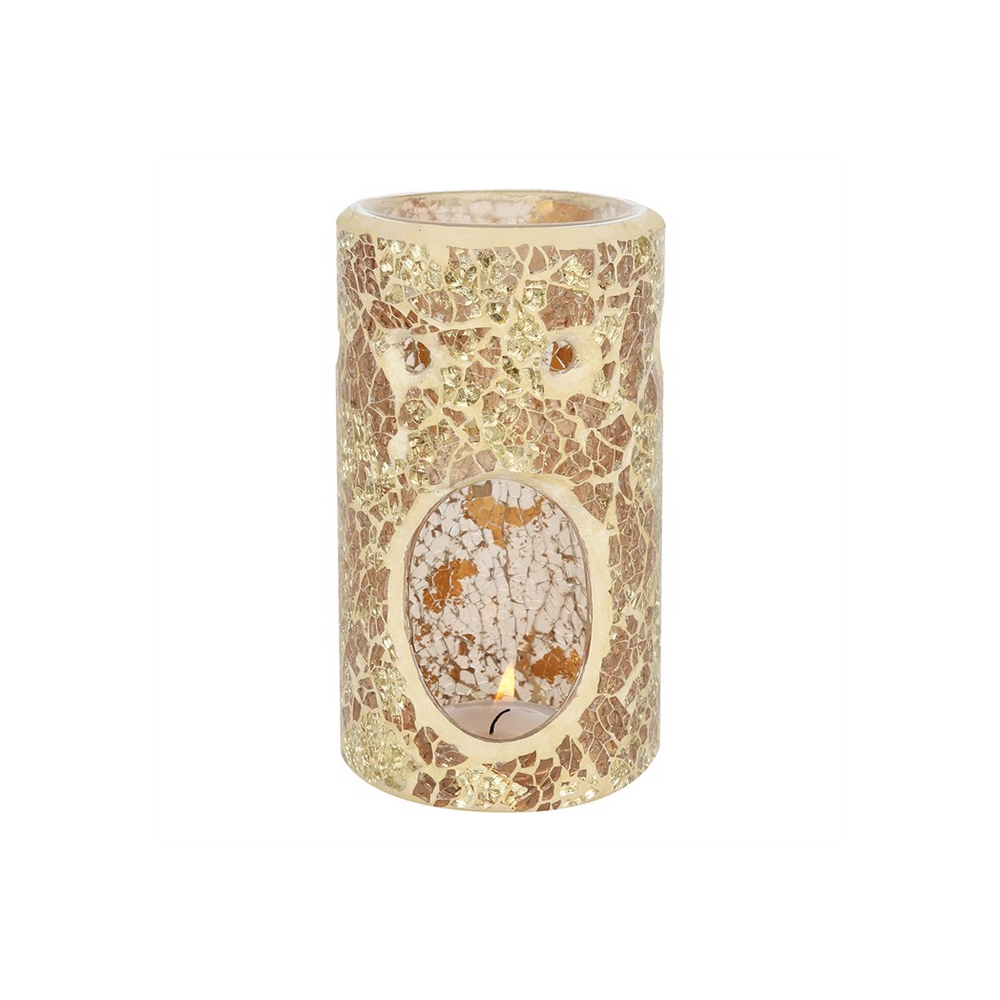 Gold Pillar Crackle Glass Oil Burner