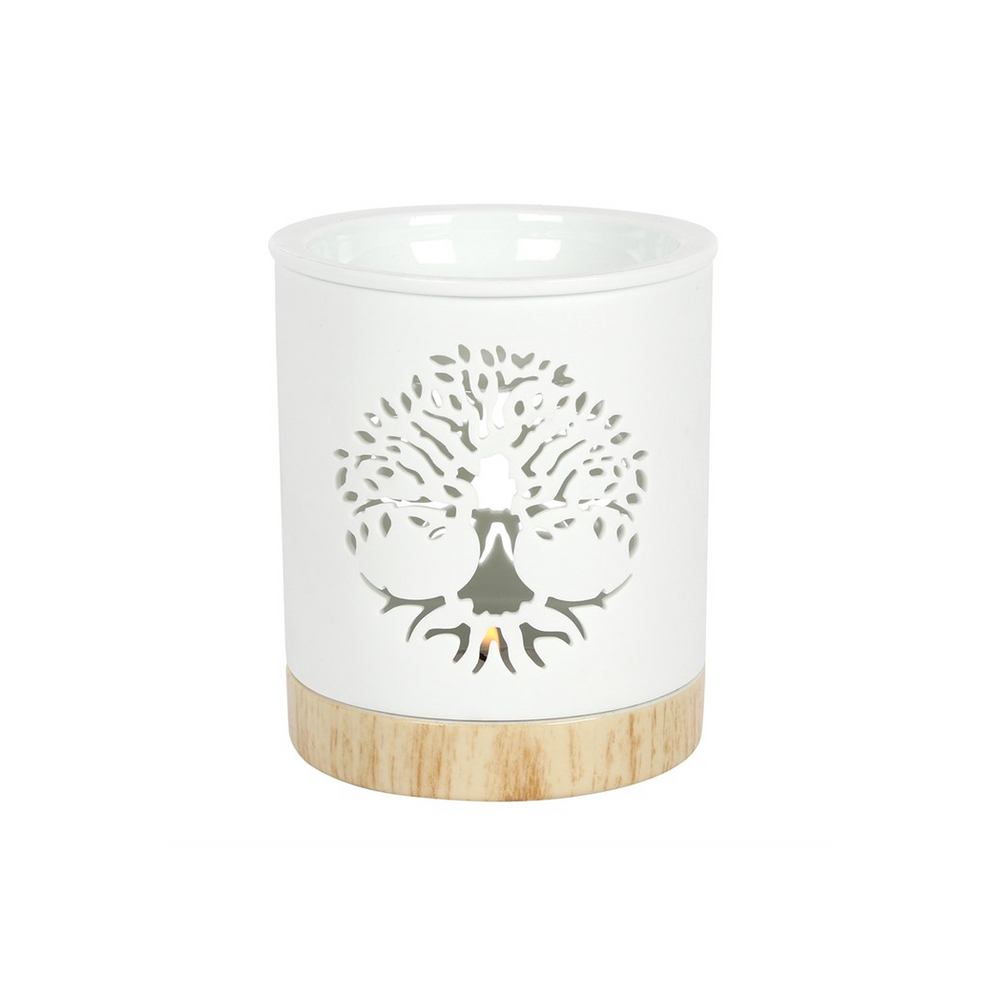 White Tree of Life Cut Out Oil Burner