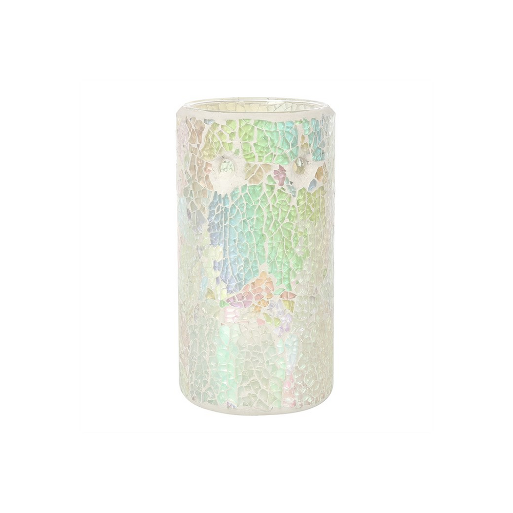 Pillar White Iridescent Crackle Oil Burner