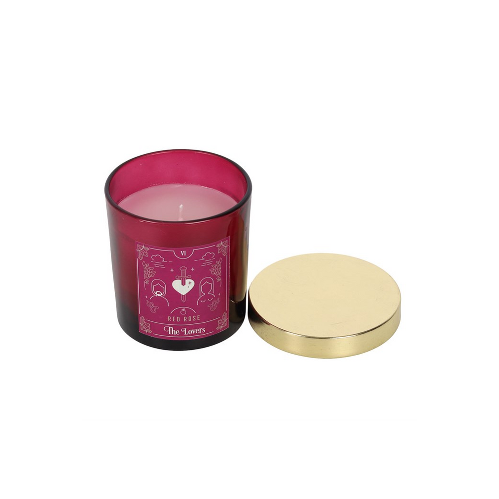 The Lovers Red Rose Tarot Candle