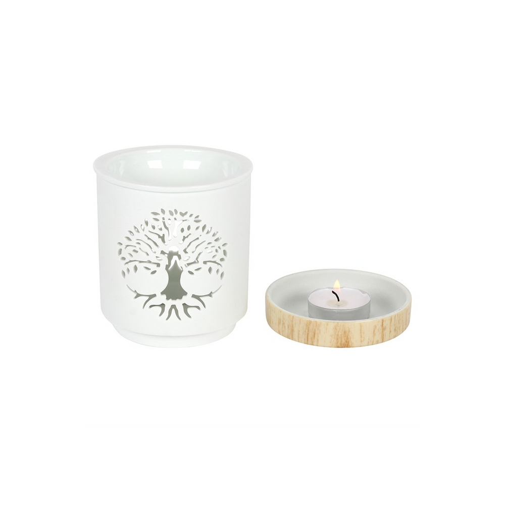 White Tree of Life Cut Out Oil Burner