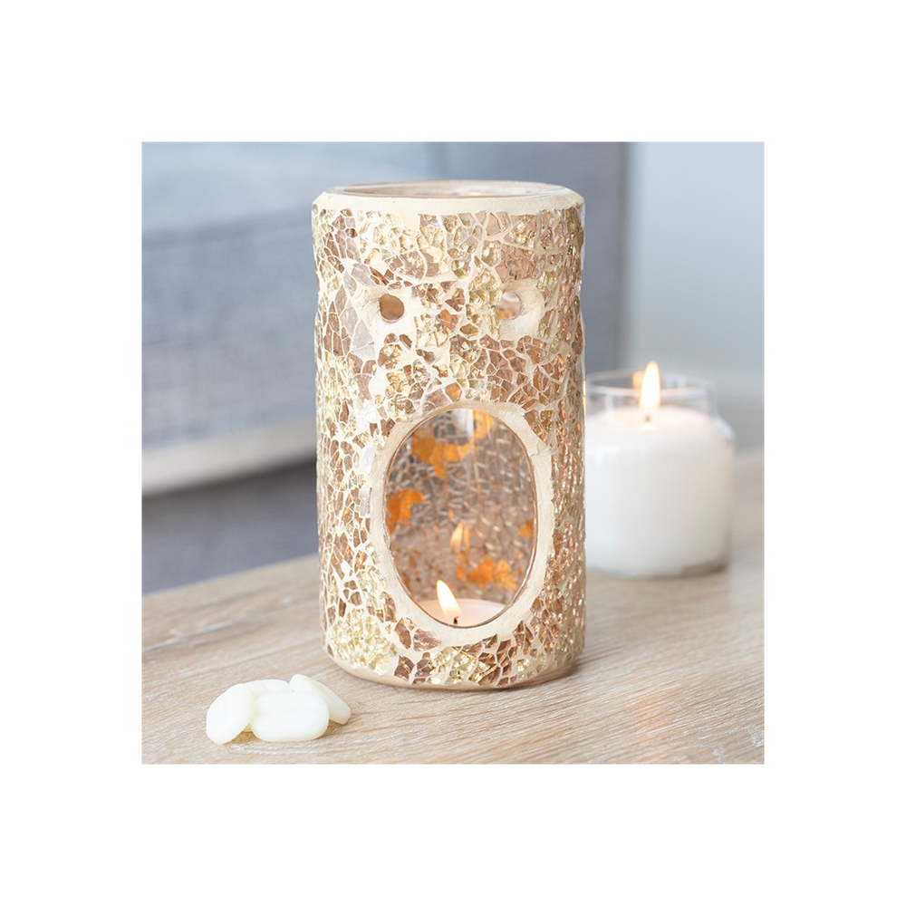 Gold Pillar Crackle Glass Oil Burner