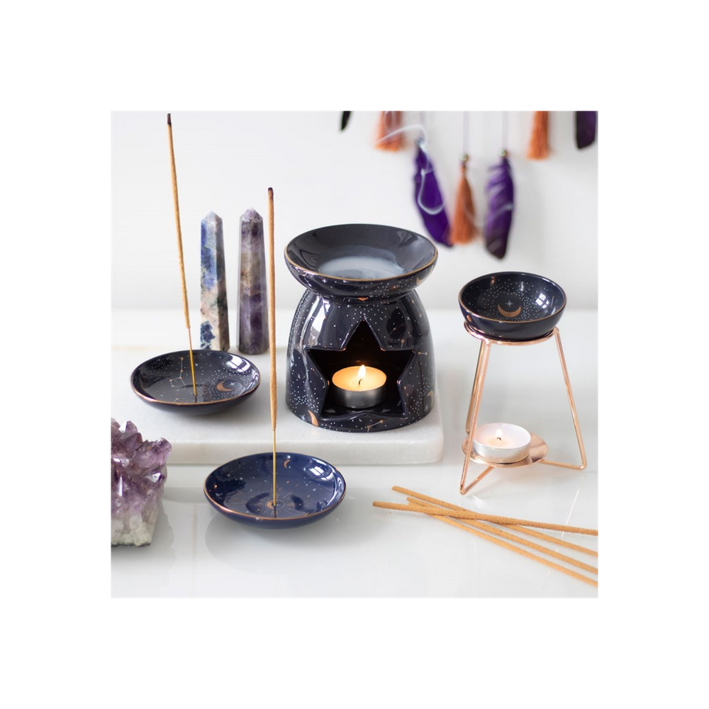 Purple Star Sign Oil Burner on Metal Base