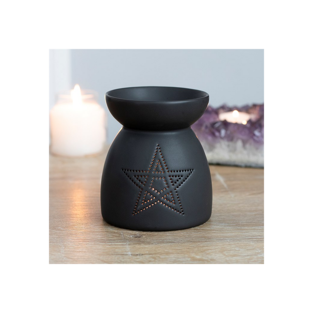 Black Pentagram Cut Out Oil Burner