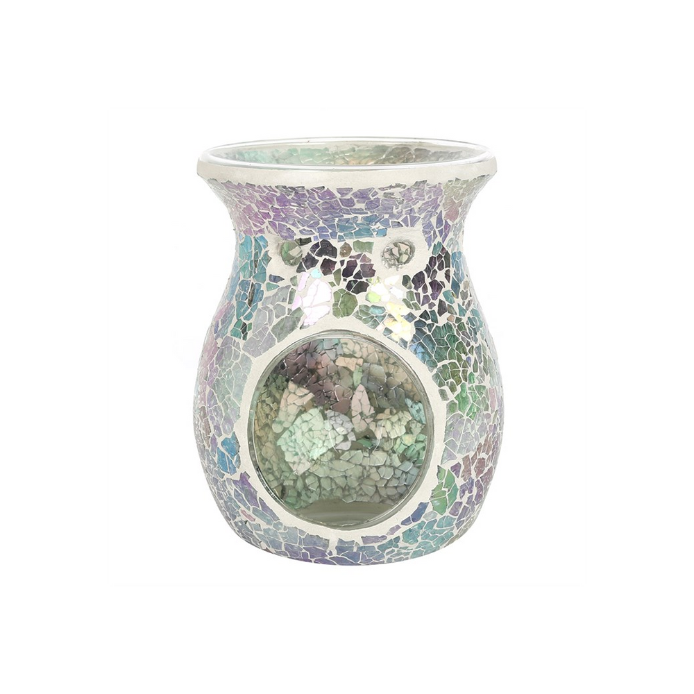 Large Light Blue Iridescent Crackle Oil Burner