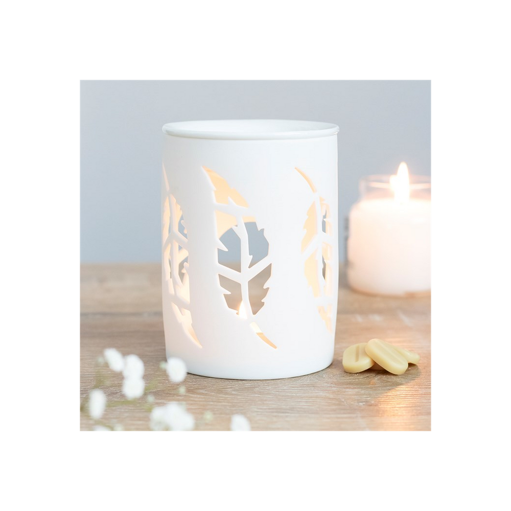 White Feather Cut Out Oil Burner