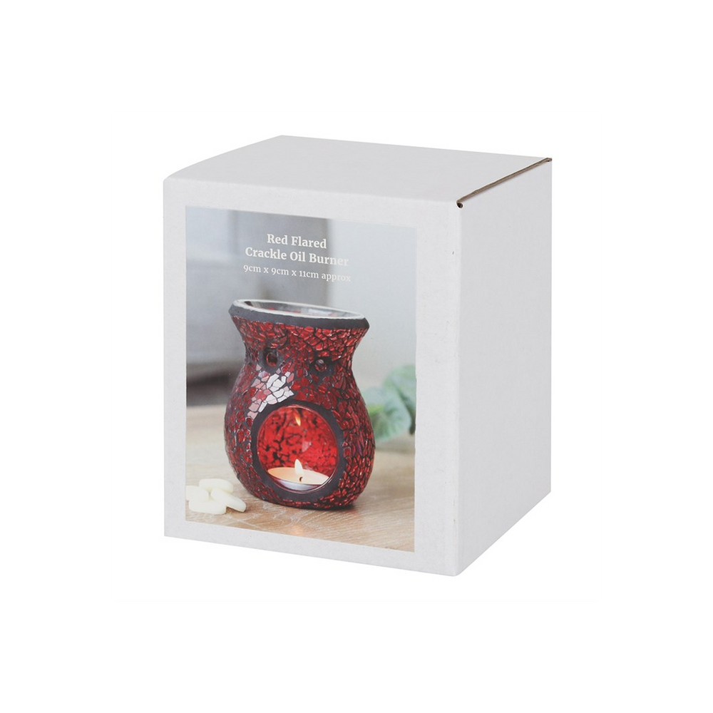 Small Red Crackle Glass Oil Burner