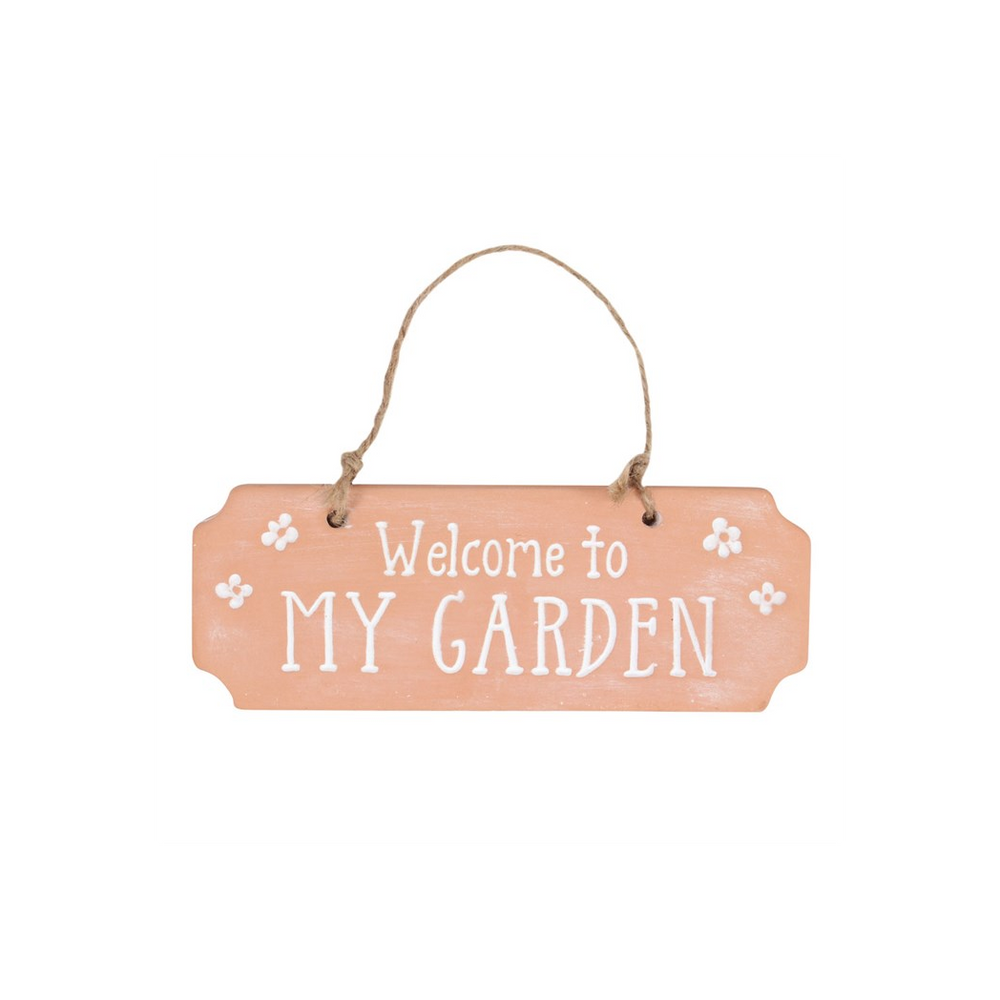 Welcome To My Garden Terracotta Hanging Sign