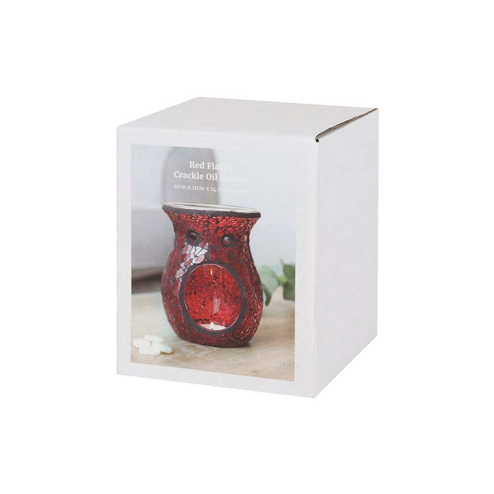 Large Red Crackle Glass Oil Burner