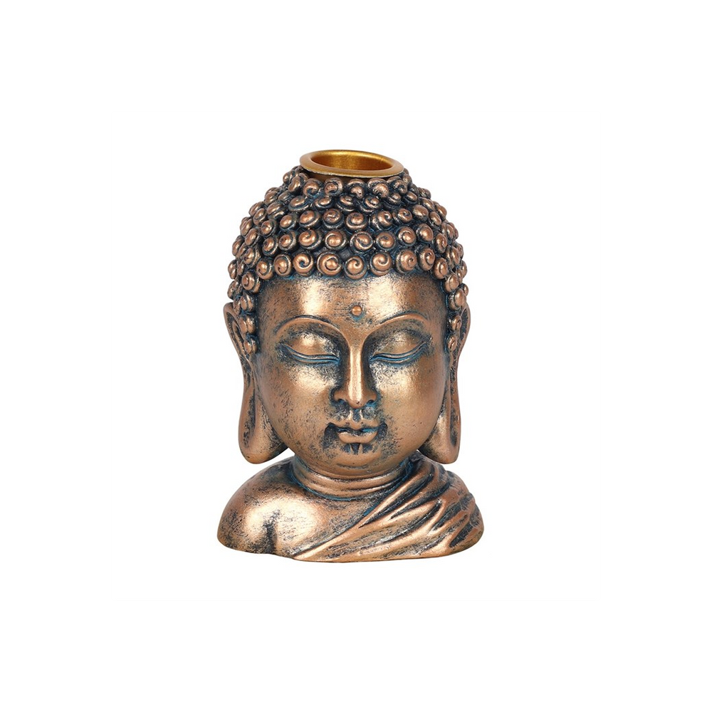 Bronze Buddha Head Backflow Incense Burner