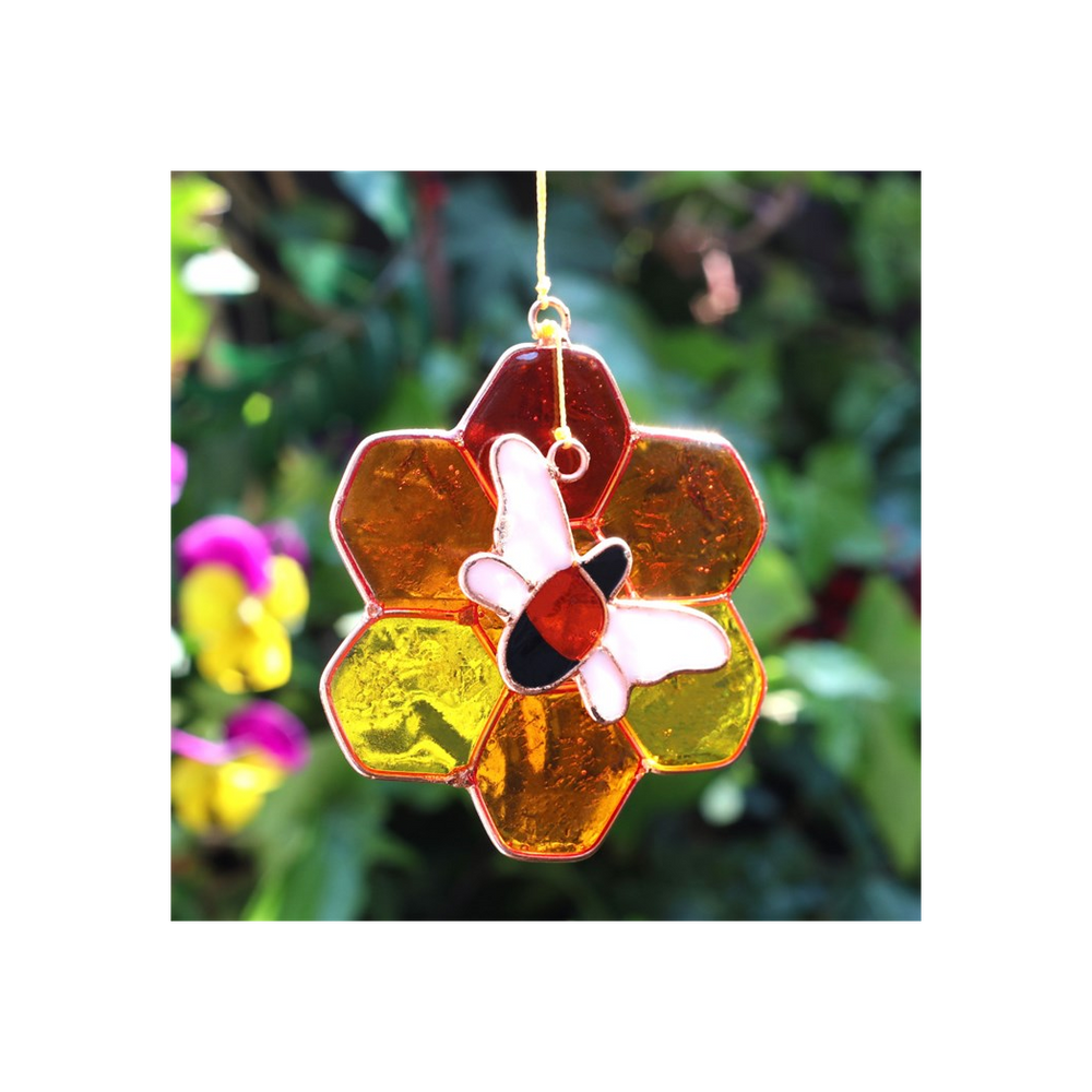 Bee and Honeycomb Suncatcher