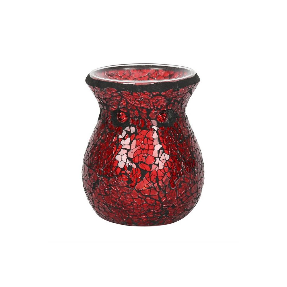 Small Red Crackle Glass Oil Burner