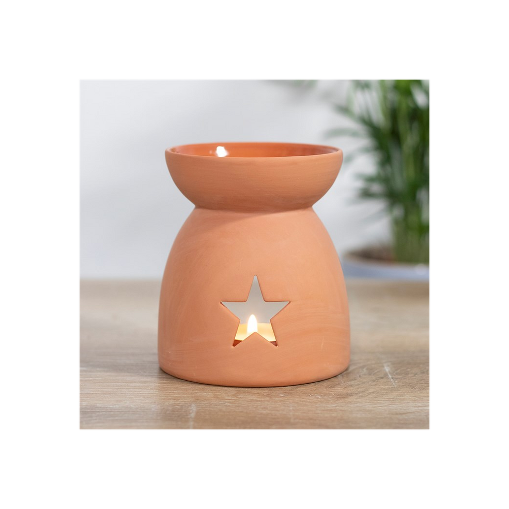 Star Cutout Terracotta Effect Oil Burner