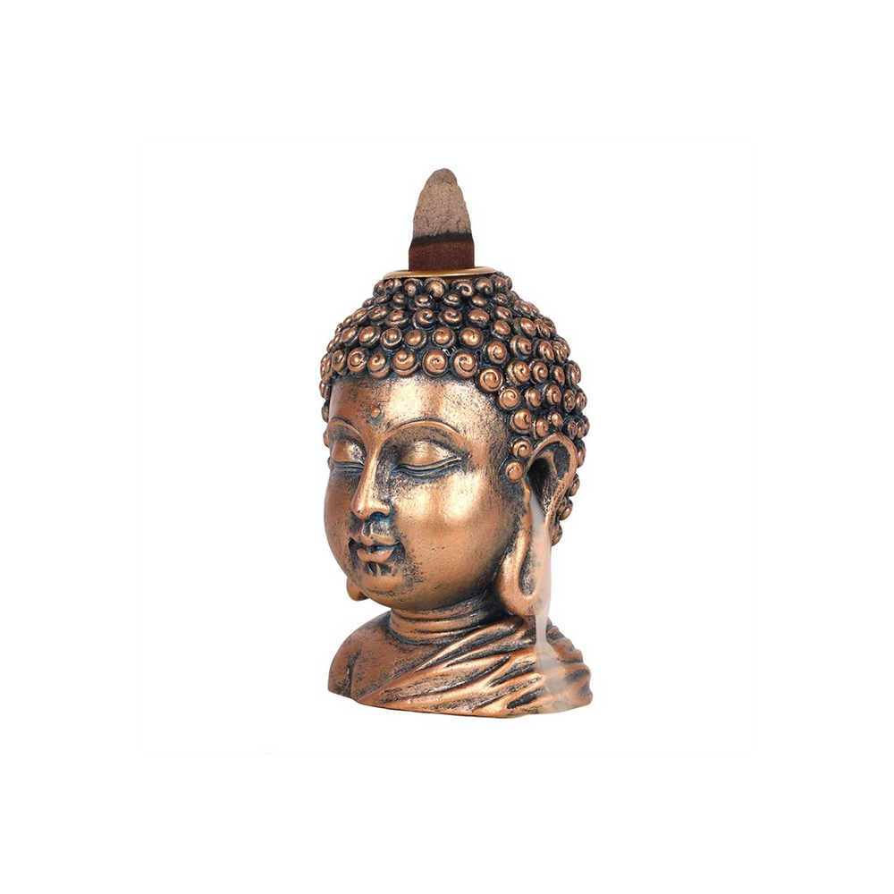 Bronze Buddha Head Backflow Incense Burner