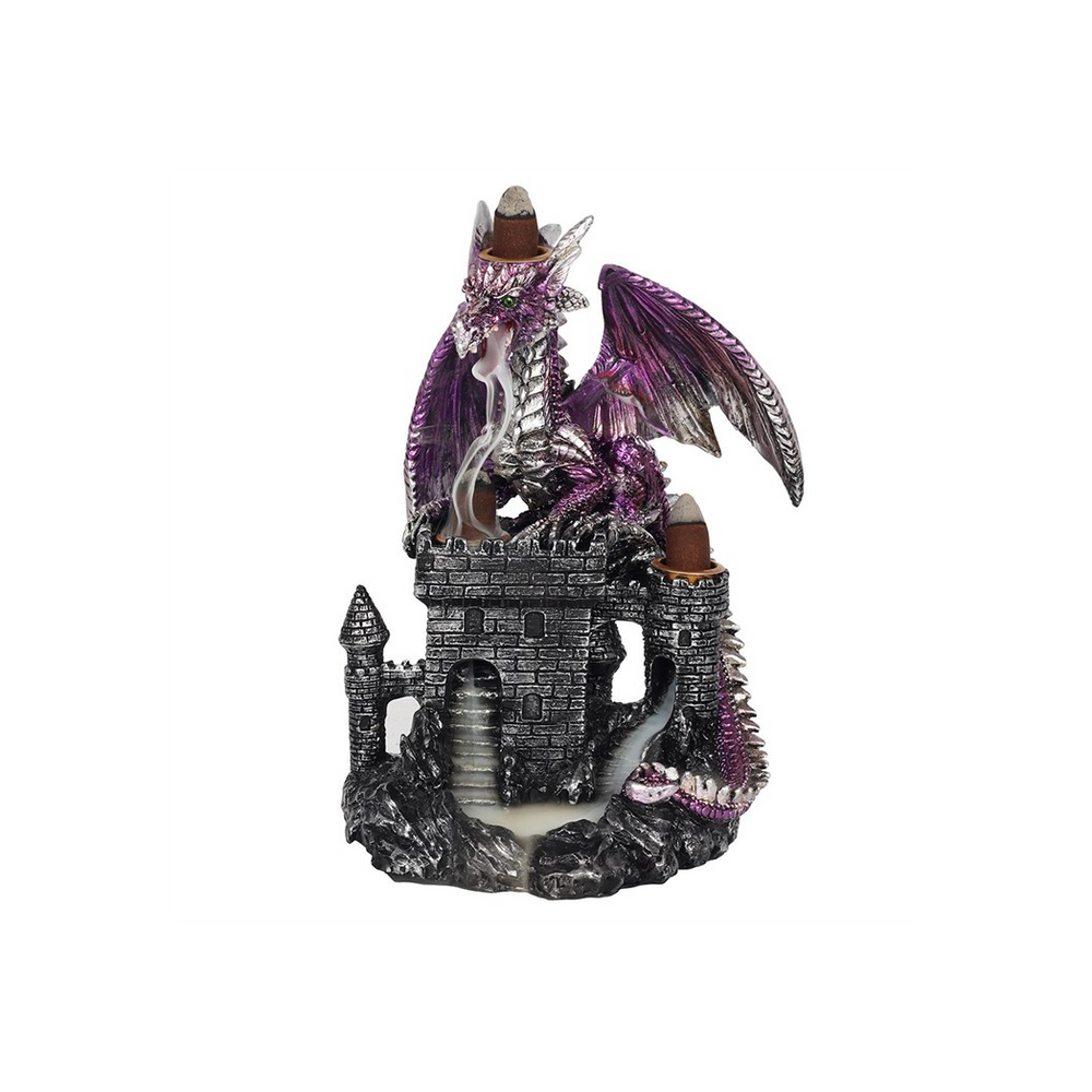 Purple Dragon on Castle Backflow Incense Burner