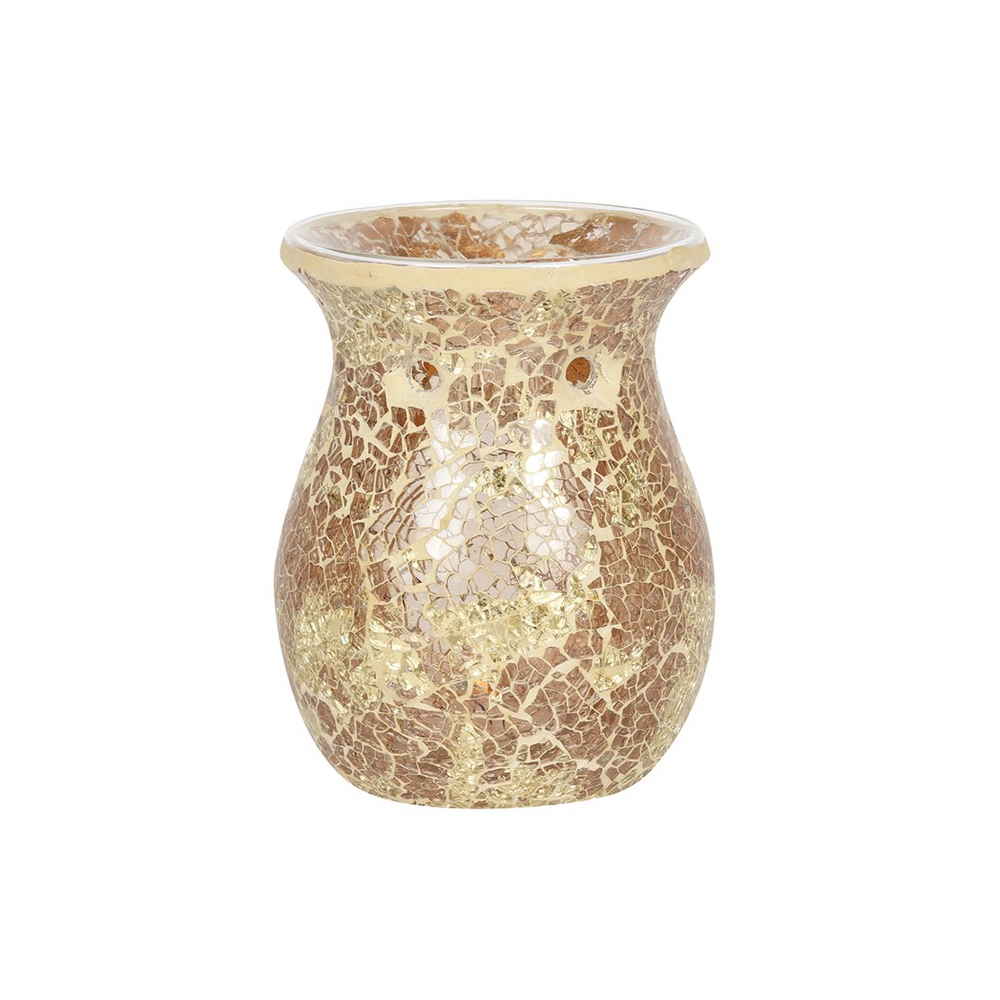 Large Gold Crackle Glass Oil Burner