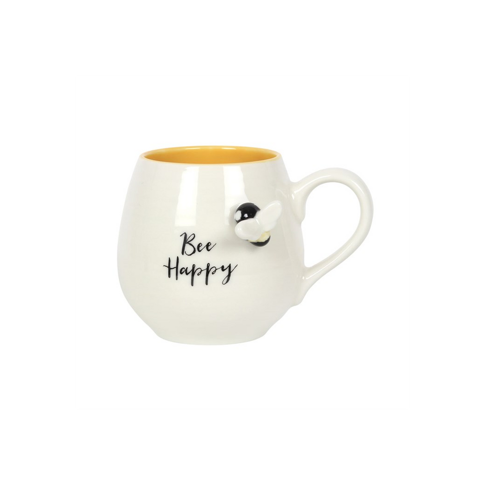 3D Bee Happy Rounded Mug