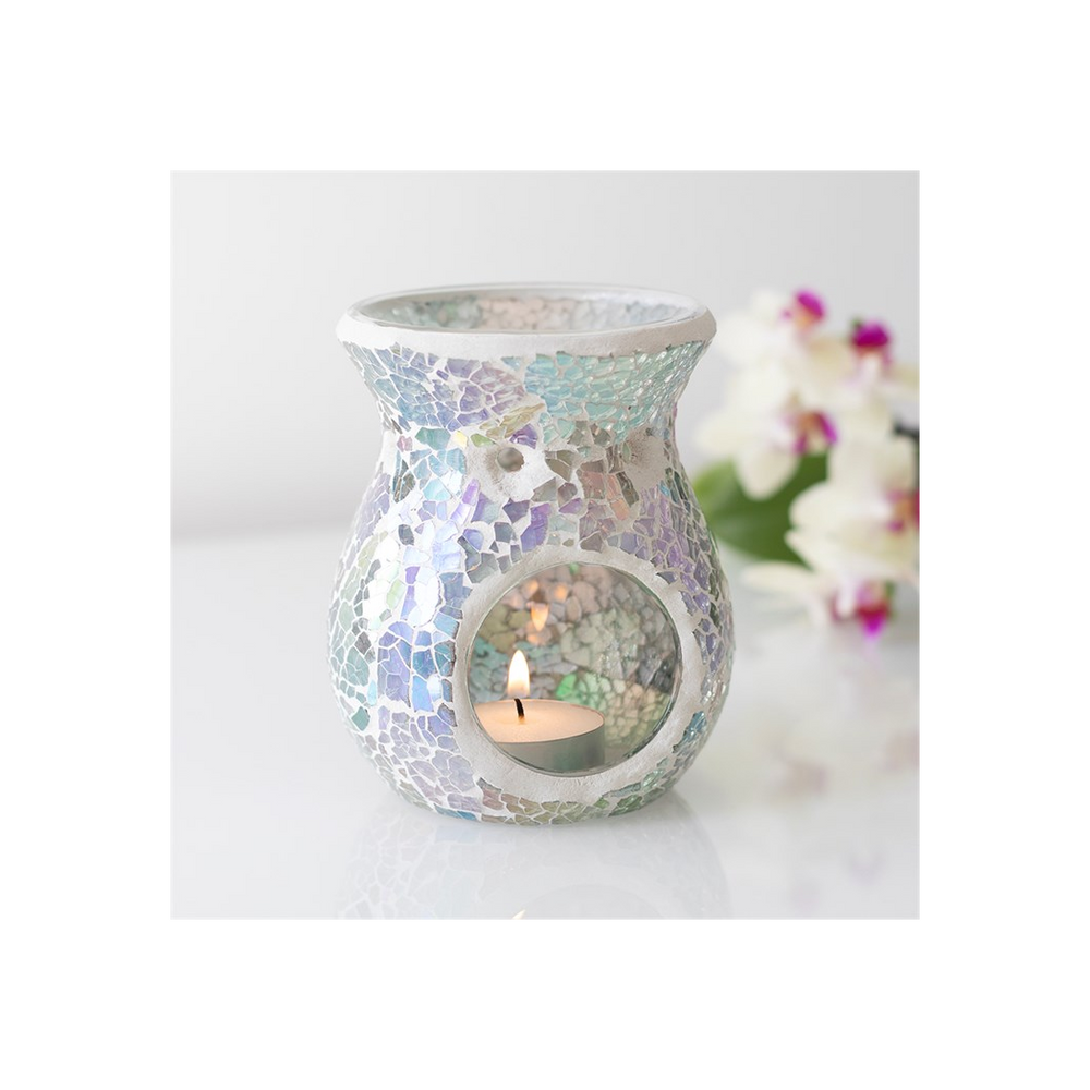 Small Light Blue Iridescent Crackle Oil Burner