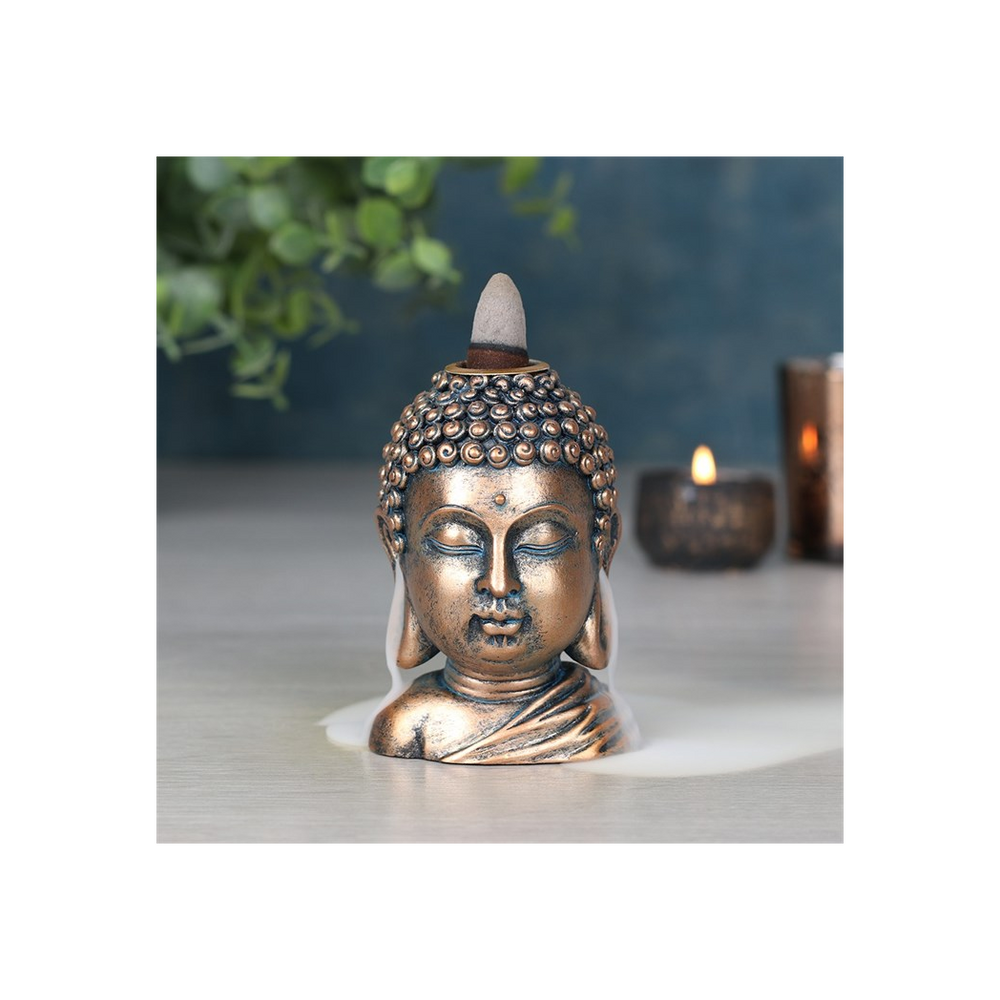 Bronze Buddha Head Backflow Incense Burner