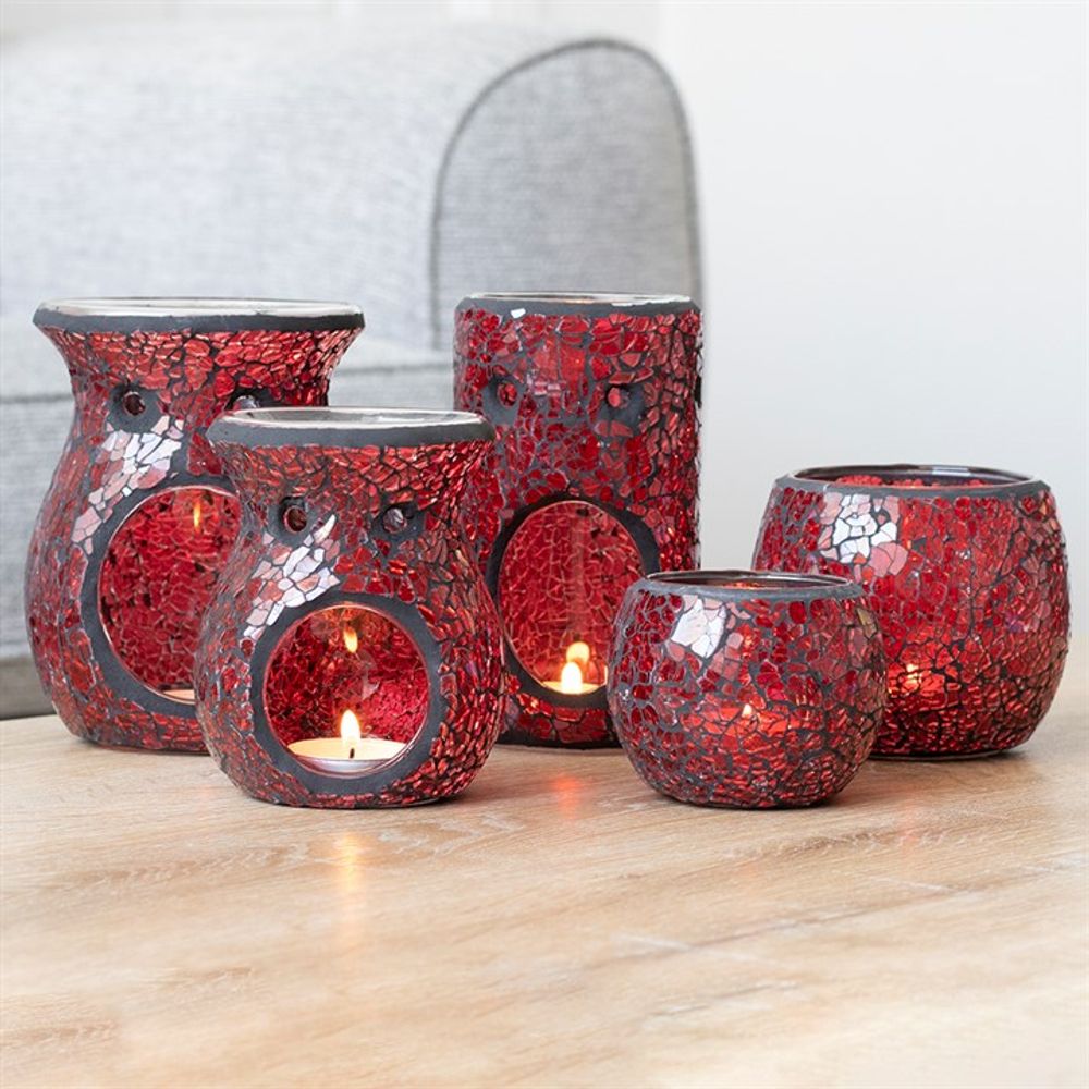 Red Pillar Crackle Glass Oil Burner