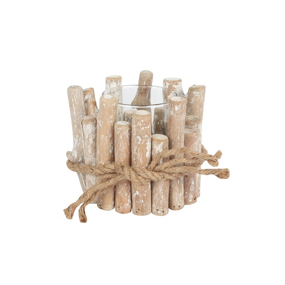 White Washed Driftwood Candle Holder