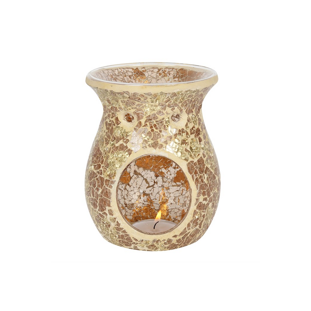 Large Gold Crackle Glass Oil Burner