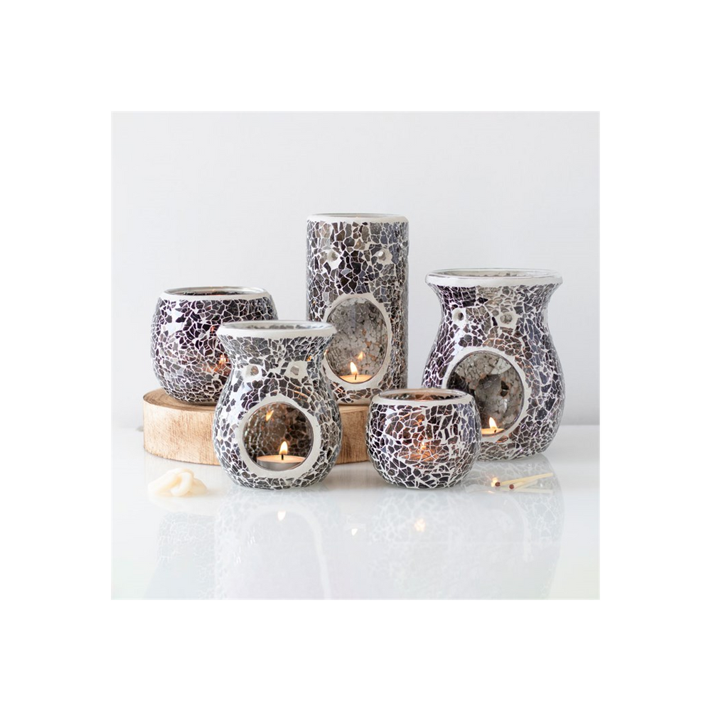 Small Gunmetal Grey Crackle Oil Burner