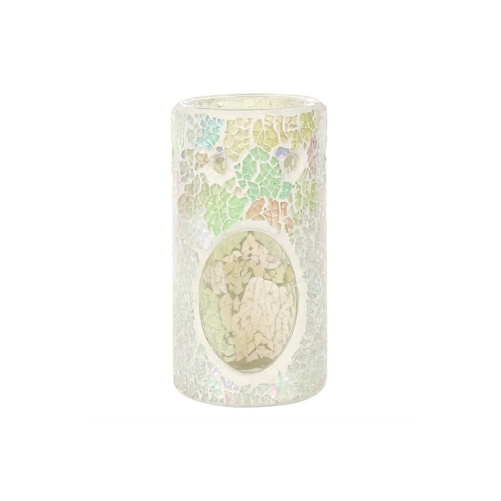 Pillar White Iridescent Crackle Oil Burner