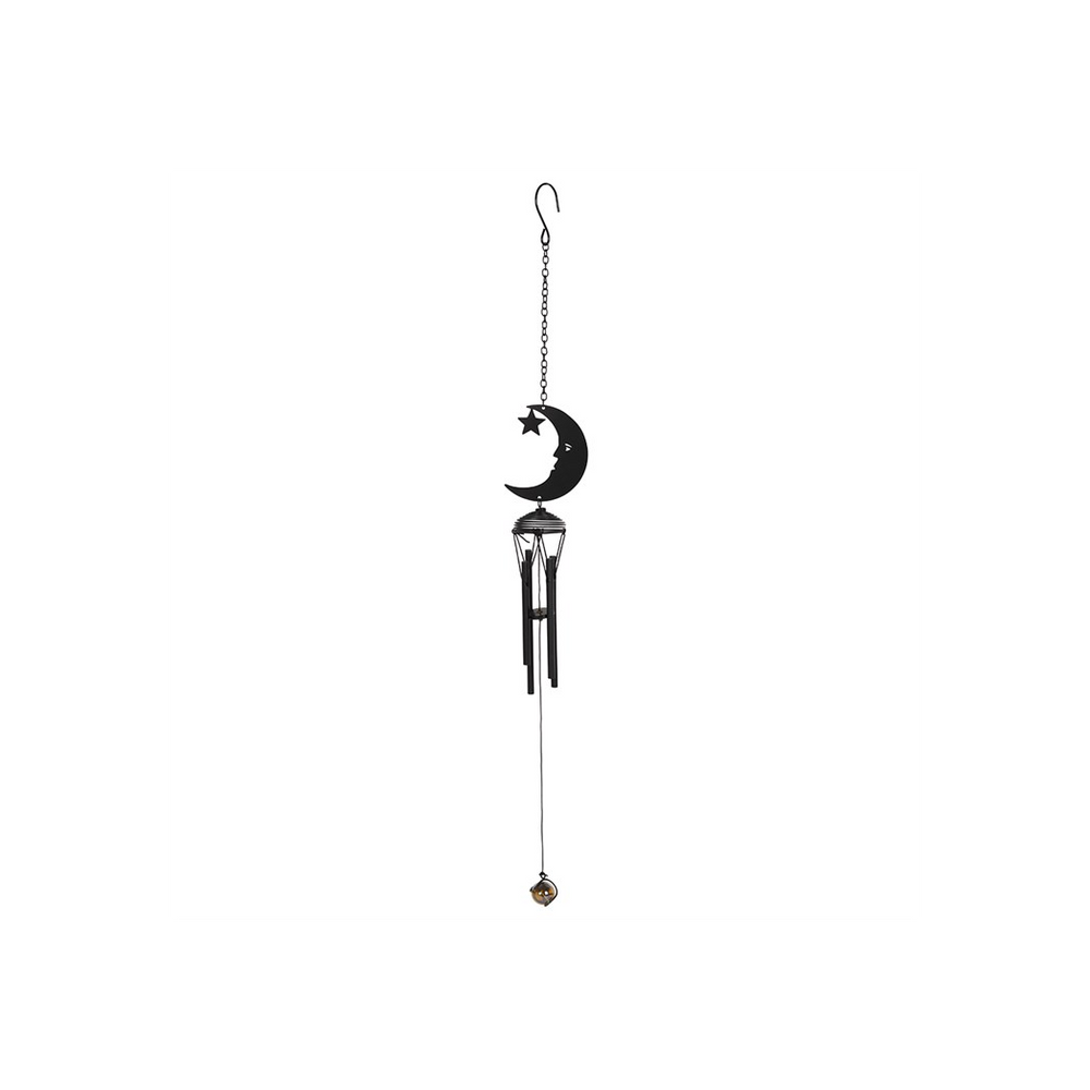 Black Crescent Moon Cutout Windchime