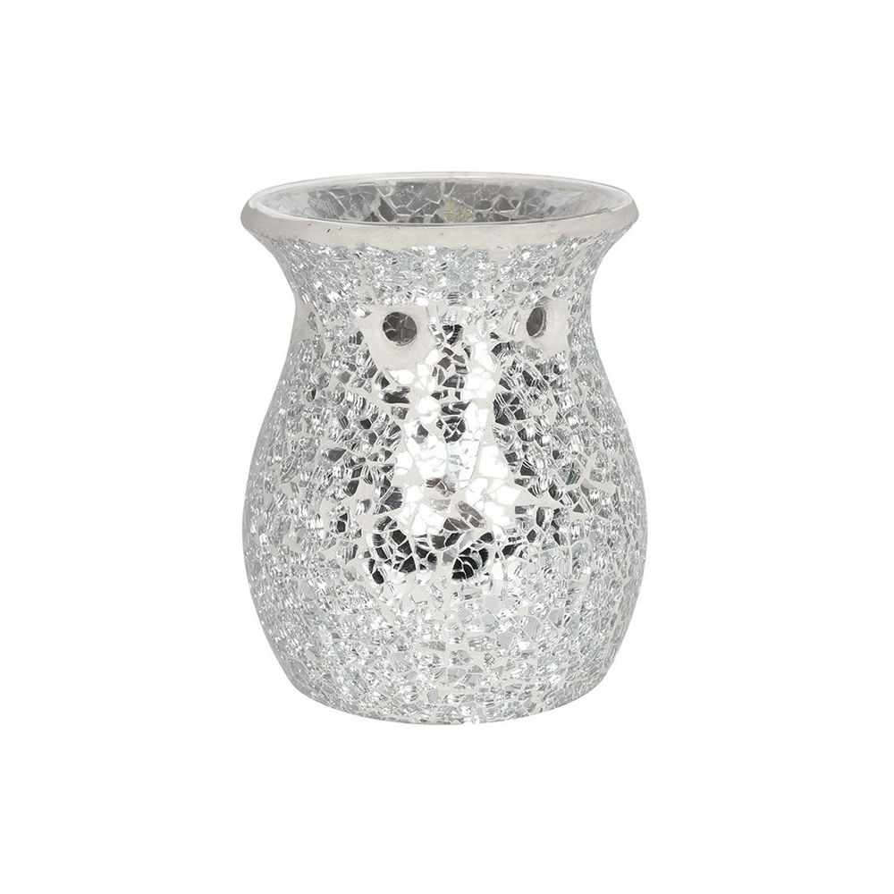 Large Silver Crackle Oil Burner