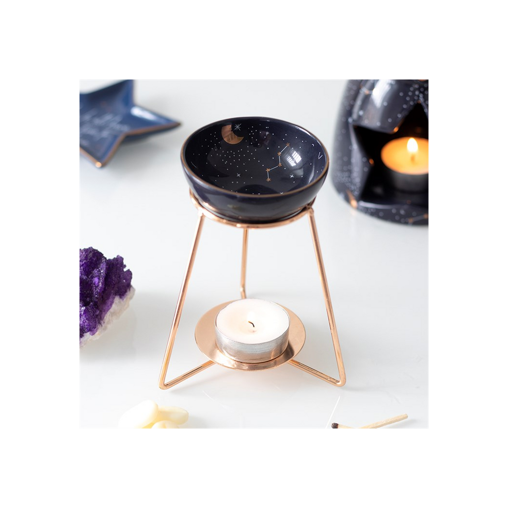 Purple Star Sign Oil Burner on Metal Base